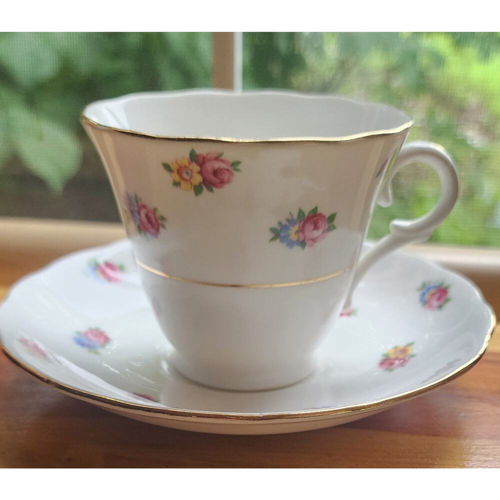 Vintage Colclough China Small Flowers Tea Cup & Saucer Bone China England